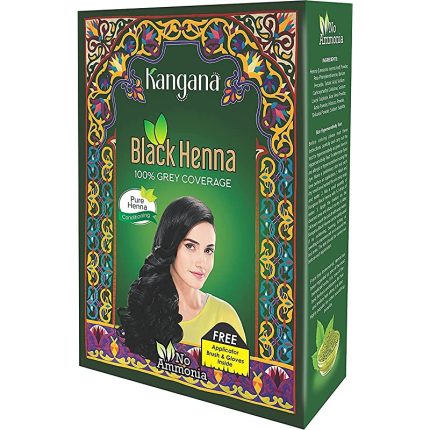 Kangana Black Henna Powder for 100% Grey Coverage Natural Black Henna Powder for Hair Dye / Color | Naturals Henna Hair Color - 6 Pouches Inside- Total 60g (2.11 Oz)